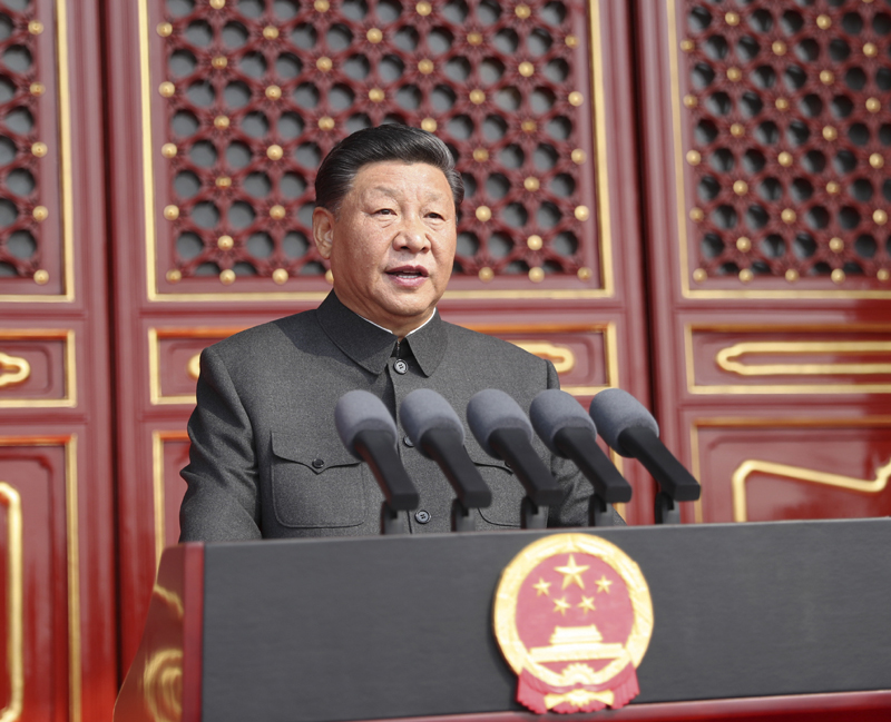 10月1日上午，慶祝中華人民共和國成立70周年大會在北京天安門廣場隆重舉行。中共中央總書記、國家主席、中央軍委主席習(xí)近平發(fā)表重要講話。